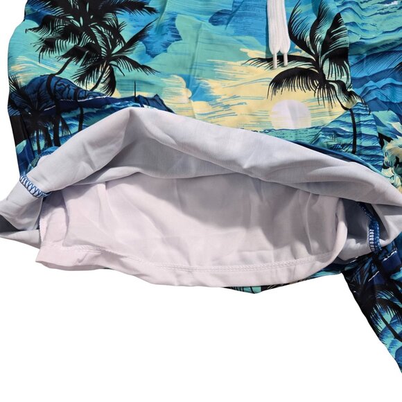 NWT | Men's Hawaiian Tropical Print Elastic Drawstring Swim Shorts - 2XL - Picture 3 of 5